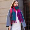 Lady Knitted Thick Print Warm Winter Scarf  Women Plaid Design Pashmina Shawls Cashmere Shawl  Wrap Tassel Scarves