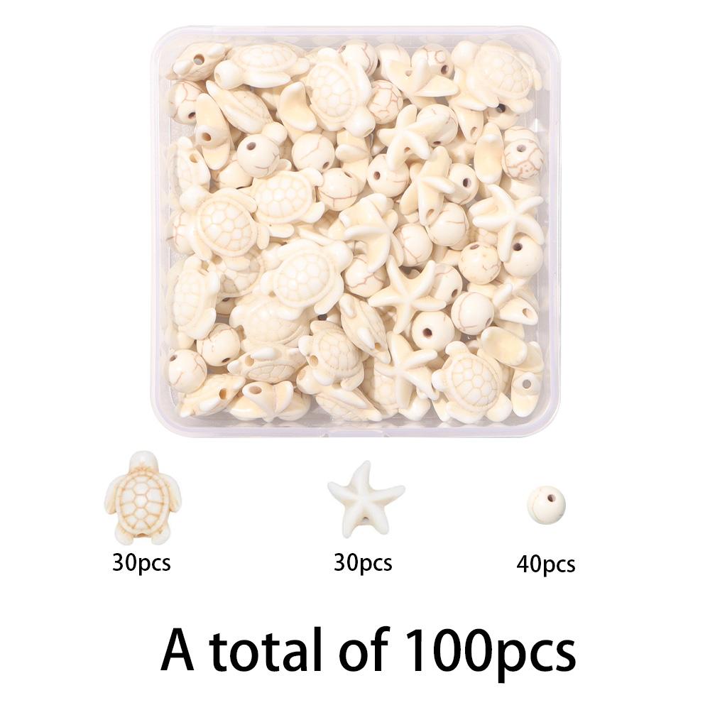 100 шт. бирюзового материала, набор для украшения бусин в виде черепахи, морской звезды, декоративные бусины, бусины с морскими животными, летние пляжные серьги-браслеты на лодыжку своими руками