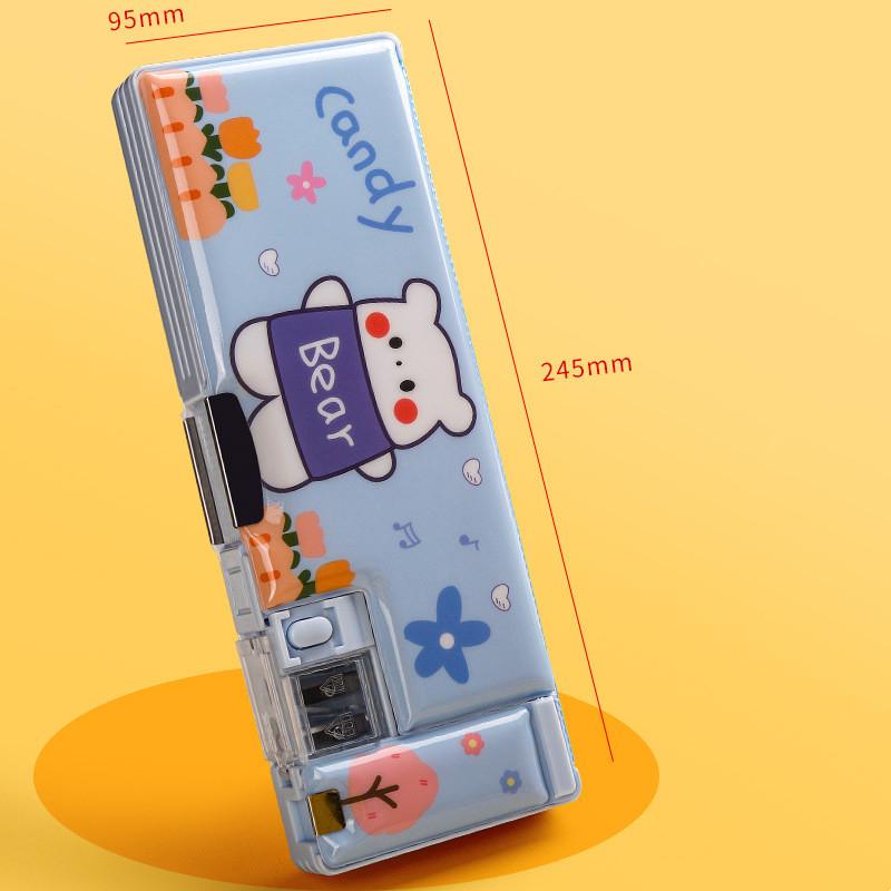 Cartoon Stationery Box with Pencil Sharpener Plastic Pencil Case School Storage Box Kid Cute Pen Case Student Pencil Box Gifts