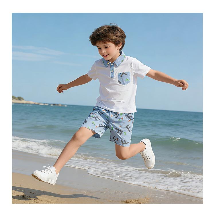 Boys' collar short sleeved set summer style cool casual two-piece set