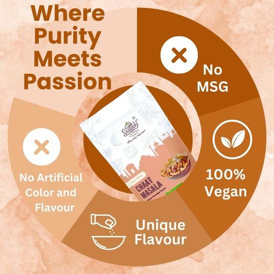 Saatyaki Naturals Dilli Chaat Masala -100gm | Authentic Tangy Indian Spice Blend for Curries, Salads, Fruits, Snacks and Chaats| Homemade Style