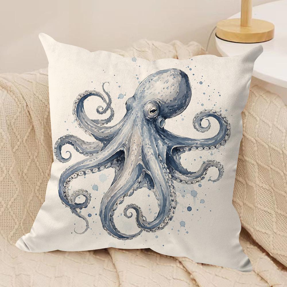 Watercolor Whale Sea Turtles Dolphins Cushion Cover Square Pillow Bedroom Sofa Leisure Comfort Living Room Home Decoration X
