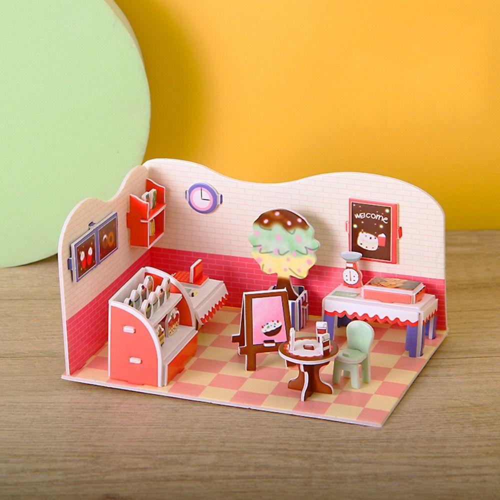 3D модель дома, игрушки-головоломки, модель игрушки, модель комнаты, игрушки для рукоделия, 3D комната, картон, подарок на день рождения