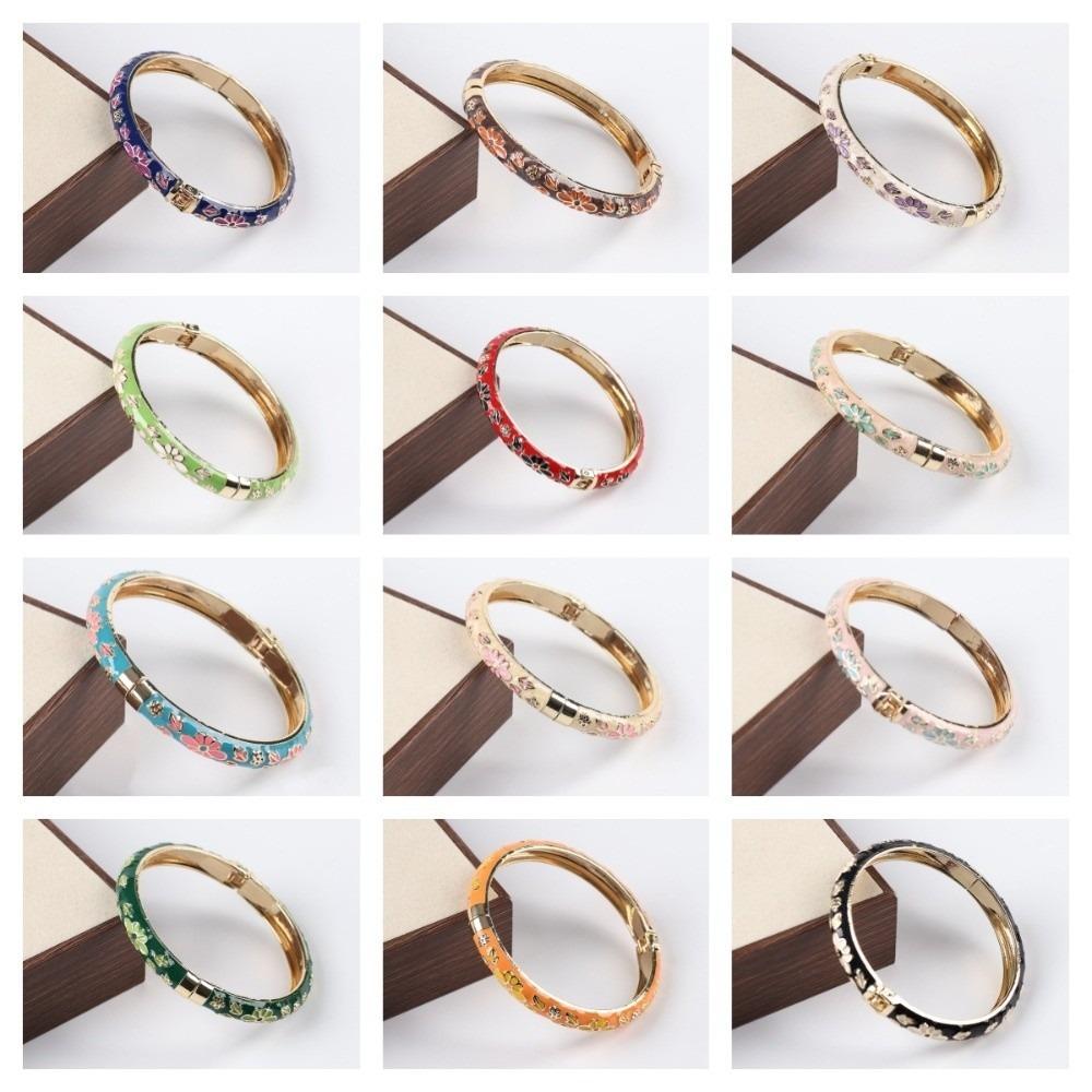 Colorful Vintage Cloisonne Bangle Traditional Women's Hand Bracelet Flower Bangle  Jewelry Gifts
