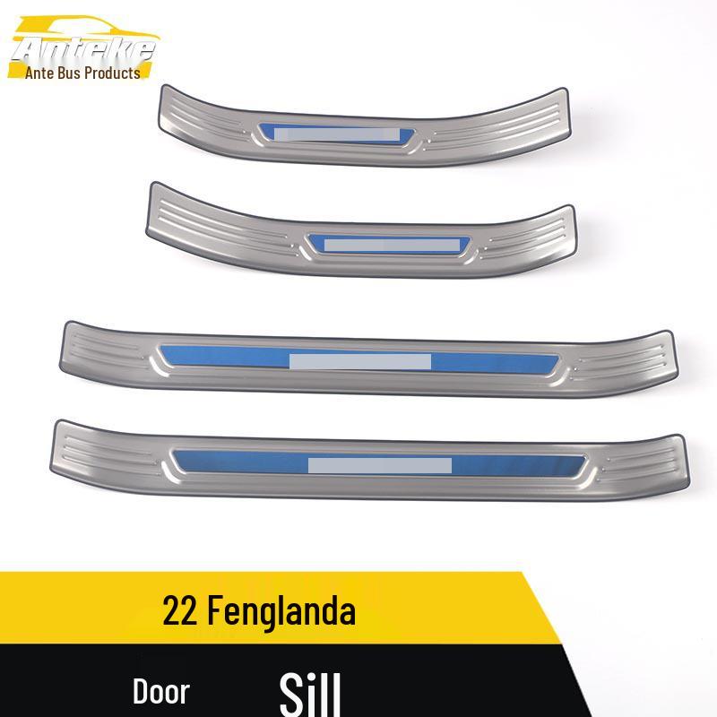 Fits 22 Fenglanda Models: Stainless Steel Door Sill Decorative Frame & Welcome Pedal Sticker