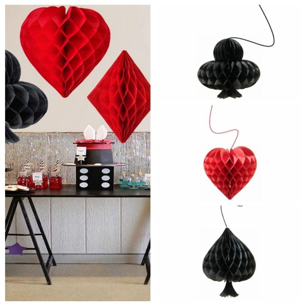 4pcs/Set Three-dimensional Honeycomb Hanging Ornament Casino Party Decoration Stage Layout