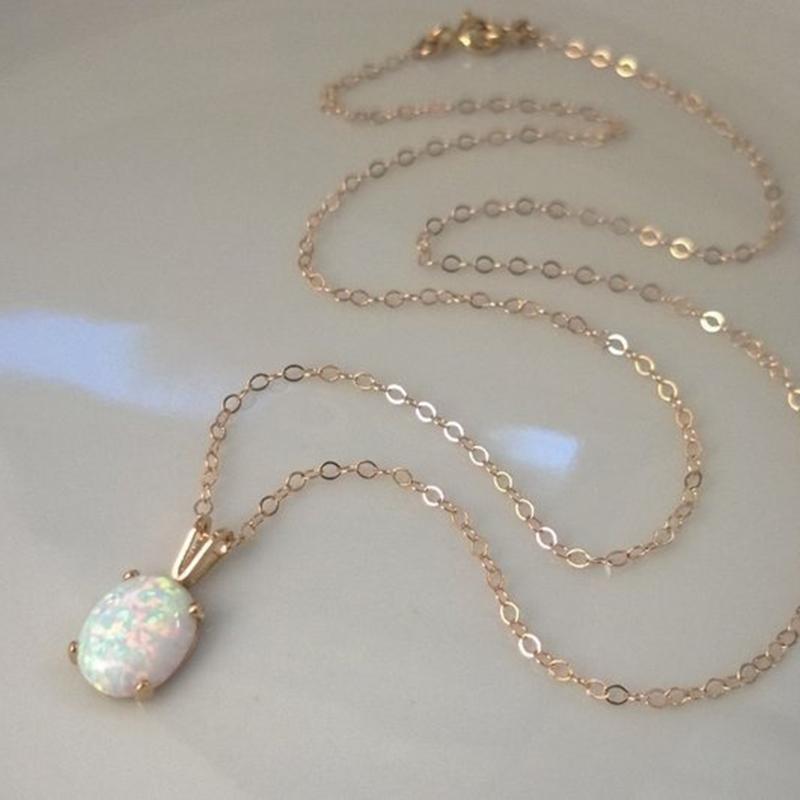 Богемное овальное белое, синее ожерелье с подвеской из искусственного опала для женщин и девочек, вечерние гламурные украшения, обручальное кольцо, аксессуары