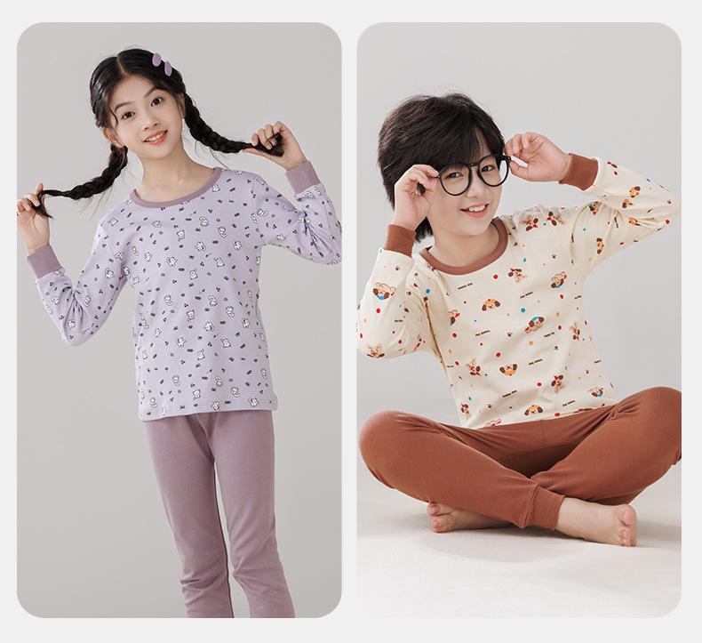 Детская теплая хлопковая пижама: Водолазки и брюки для мальчиков и девочек