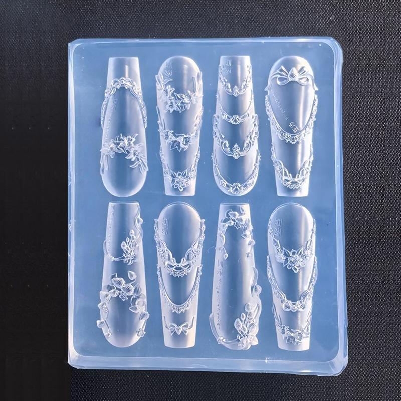 1pc Silicone 3D Nail Mold Nail Art Decoration DIY Design Bows Ribbon Manicure Template Sweet Butterfly Rose Flower Nail Mold