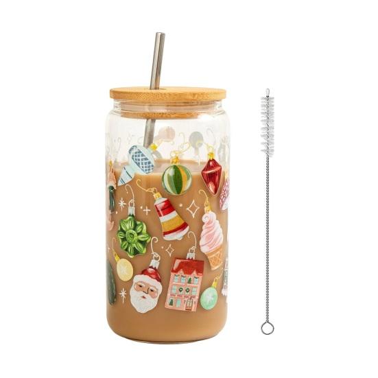 Yousheng Color-Changing Festive Tumbler Christmas Beer Can with Brush And Straw Holiday-themed Beverage Container