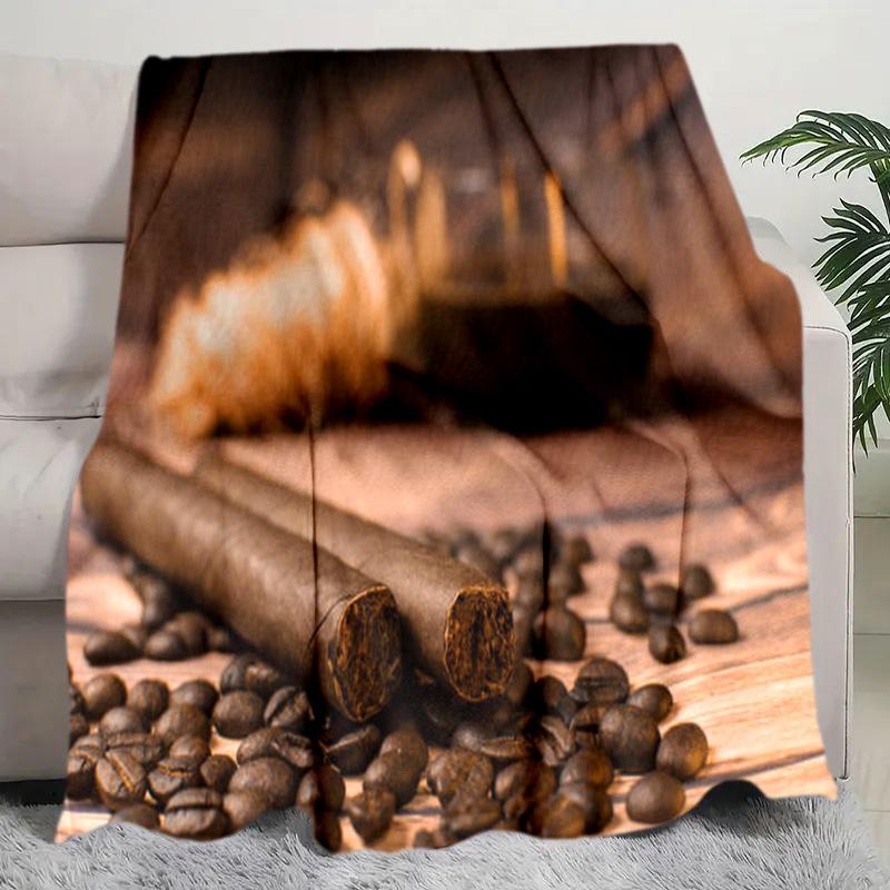 Coffee Bean Cigar Blanket Soft Comfortable All Seasons Perfect Sofa Office Naps Trips Birthday Gift Christmas Present