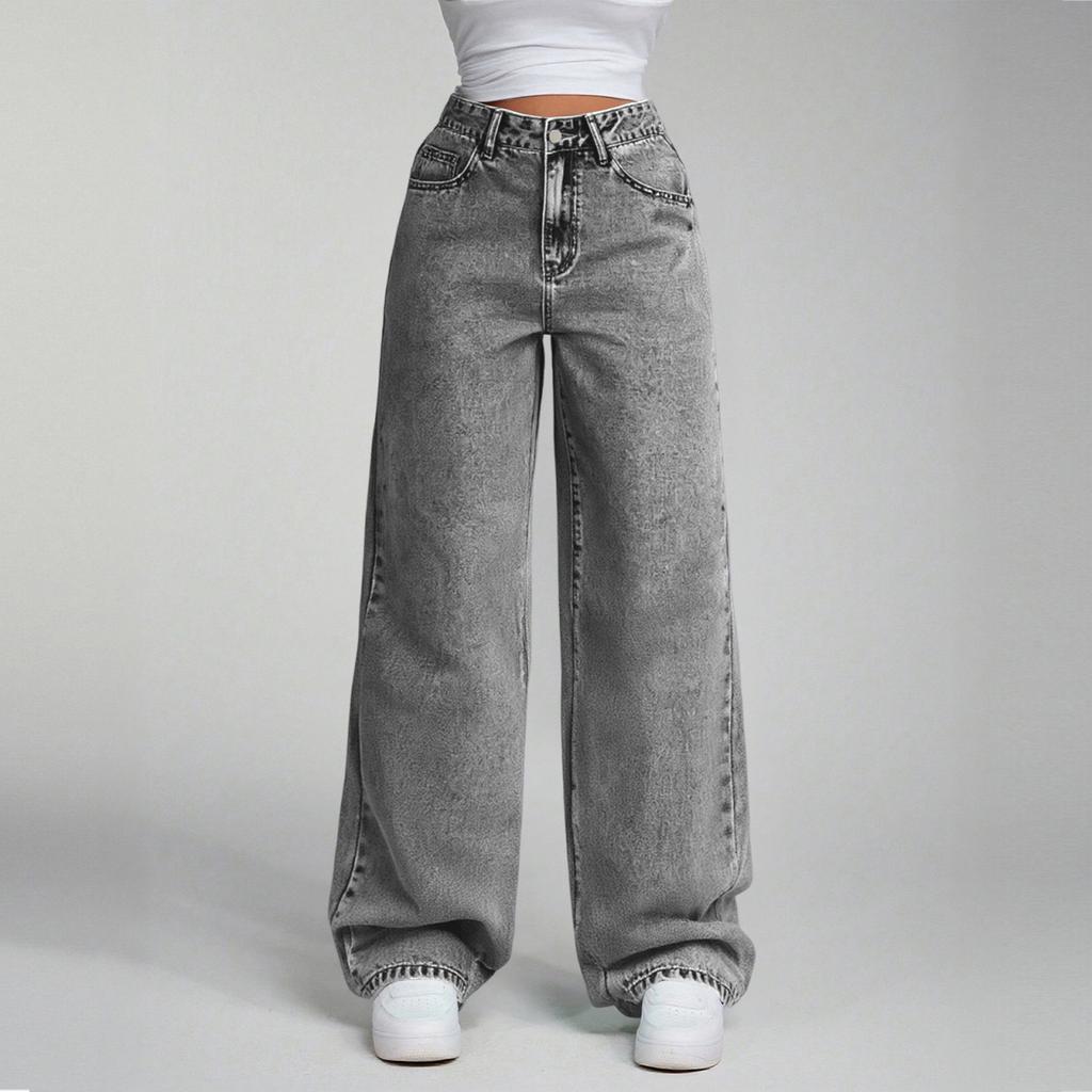 Женские джинсы прямого кроя с высокой посадкой, свободные, повседневные