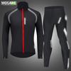 Wosawe Men's Cycling Sets Long Sleeve Full Zipper Windproof Jacket Gel Padded Pants Kit