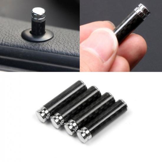 4pcs Car Door Pin Lock Lifting Bolt Trim Carbon Fibre For BMW Mercedes Benz