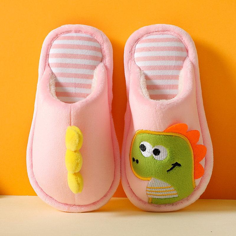 Children Cartoon Dinosaur Cotton Slipper Soft Autumn Winter Warm Princess Baby Boy Girl Indoor Home Bedroom Warm Cotton Shoes