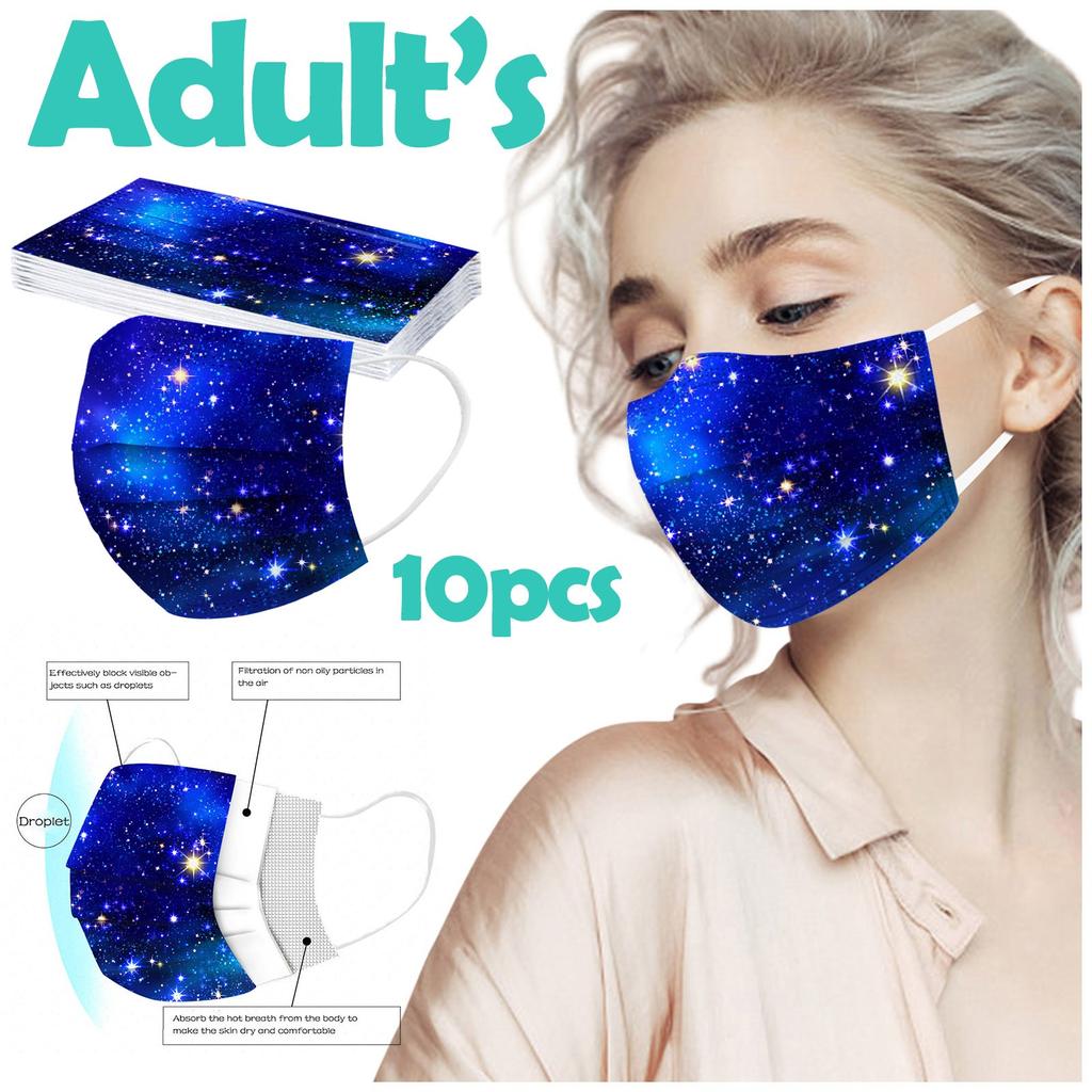 Adult Women Man Disposable Face Mask Industrial 3Ply Ear Loop 10PC Mask