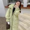Женский зеленый пуховик с капюшоном, длинная хлопковая одежда, новая зимняя корейская мода, свободные теплые утолщенные ветрозащитные пальто большого размера, топы