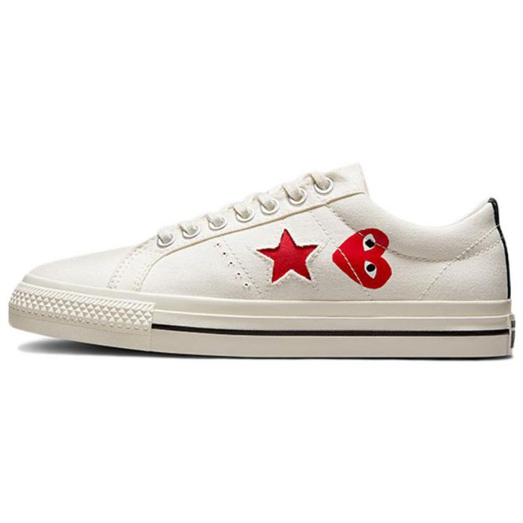 Comme Des Garçons Play X Converse One Star Cloud Dancer Unisex Sneakers Cream Red White A01792C