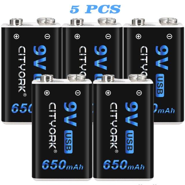 CITYORK 9 В 650 мАч литий-ионная аккумуляторная батарея Micro USB 9 В 6F22 9 В литиевая батарея для мультиметра, микрофона, игрушки