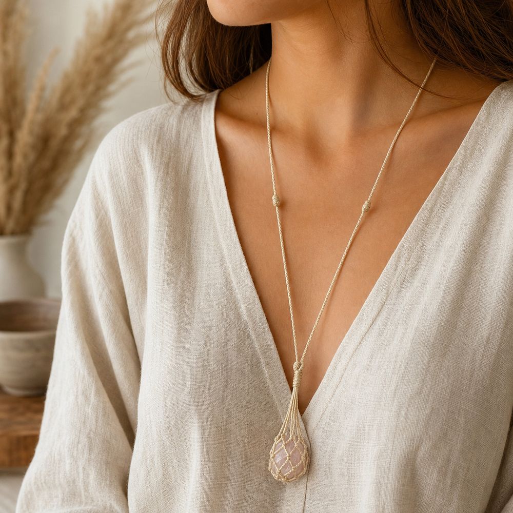 Copper Crystal Net Metal Necklace Silver Color Stone Holder Necklace Necklace Accessories