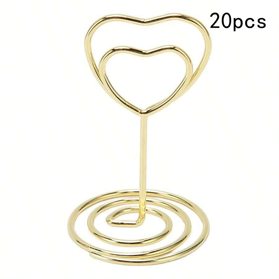 10-50pcs Mini Place Card Holder Table Number Holders Table Card Holders Wedding Heart Shaped Table Sign Picture Photo Holder