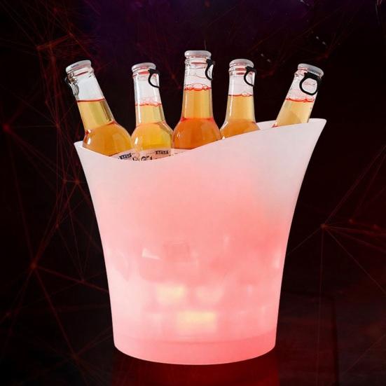 yangyizhi Light Up Ice Bucket, LED Glowing Beer Bucket with Color Changing Lights, 7L Multi-Bottle Storage Champagne Cooler for Bar KTV Party