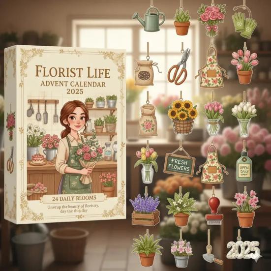Florist Life Advent Calendar 24 Days Daily Bloom Countdown Calendar Gift Box with 24