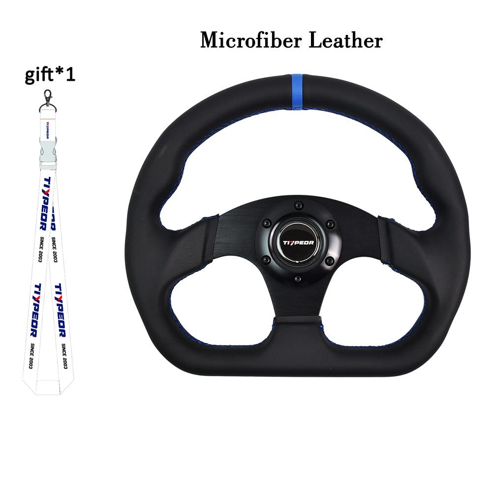 TIYPEOR 280MM Universal Steering Wheel Leather Yellow Connector Falt Racing Steering Wheel For Sport Game