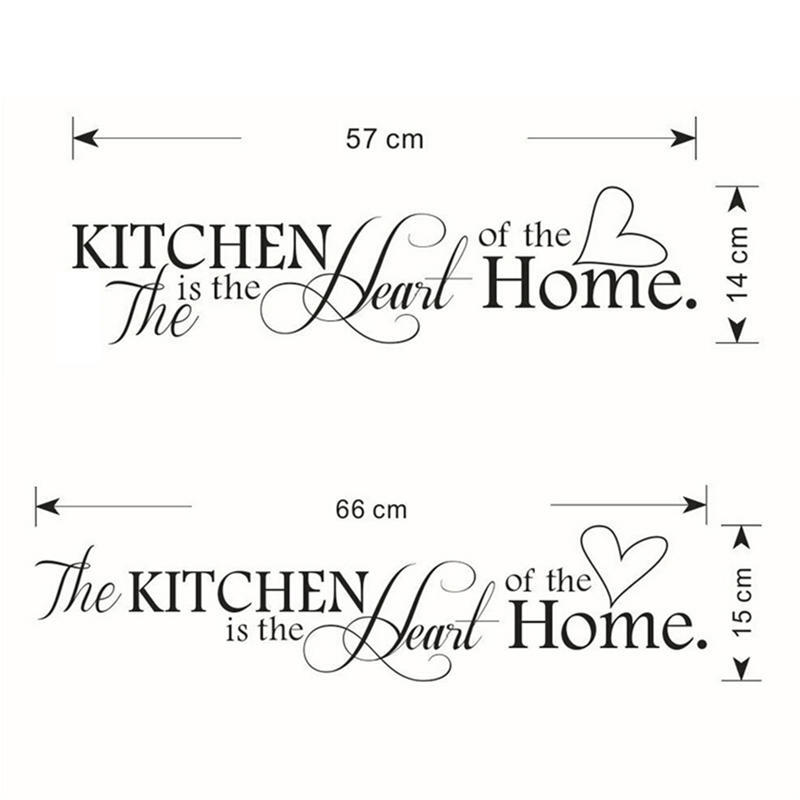 Kitchen Is The Heart Of Home Wall Stickers Quote Removable Tile Wall Decals Diy