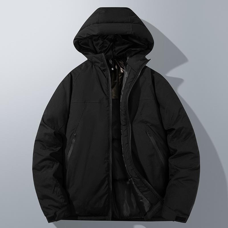 Graphene jacket fleece thickened cotton-padded coat men's winter business leisure warm windproof removable hat