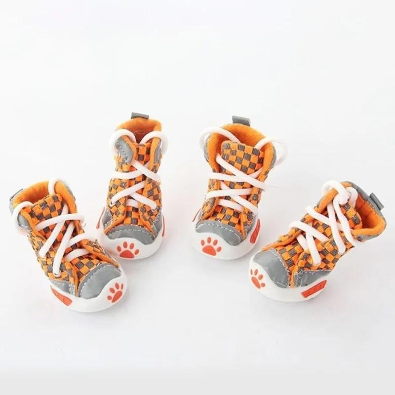 Обувь для собак Плюшевые мишки Обувь на мягкой подошве Обувь для маленьких собак Щенки Нескользящая Дышащая Обувь Набор из 4 Летняя Обувь для Питомцев