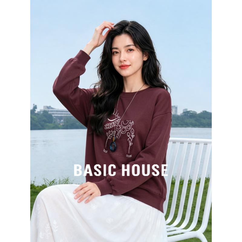 Базовая толстовка с вышивкой 'Basic House' с круглым вырезом