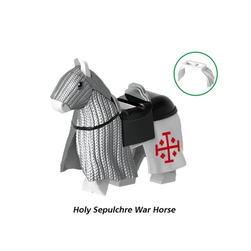 Военные Средневековые Строительные Блоки Фигурки Солдат Рыцарская Экипировка Аксессуары для Животных Маунт Броня Боевой Конь Мини Кирпичики MOC