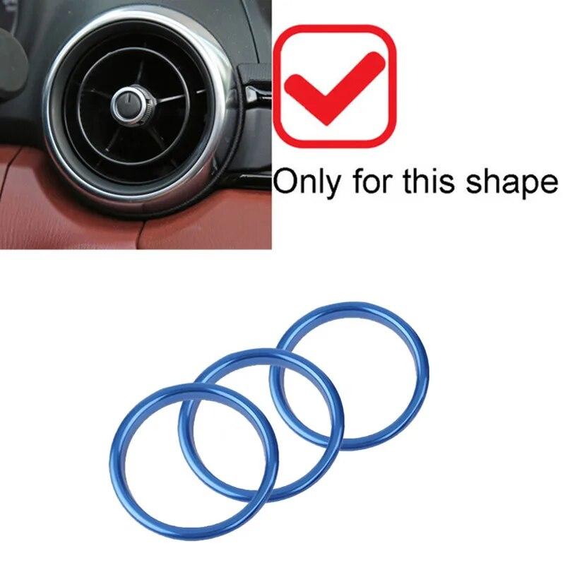 3Pcs/Set Car AC Air Outlet Conditioning Vent Decoration Central Inner Cover Ring Trim For Mazda MX5 Mazda 2 CX3 MX-5 RF ND