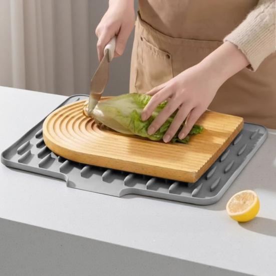 Силиконовый коврик для слива Толстый коврик для сушки посуды с дренажем Термостойкий Нескользящий Барный коврик для раковины для столешниц