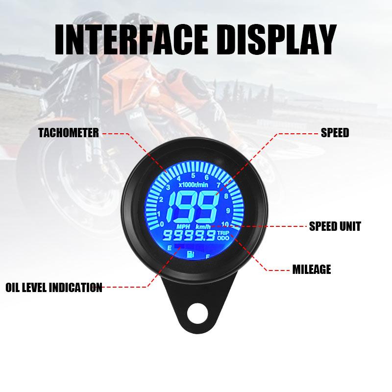 7 Color Motorcycle Speedometer LCD Digital Screen Motorcycle Scooter ATV Retro Dashboard Instruments Oil Gauge Meters Universal
