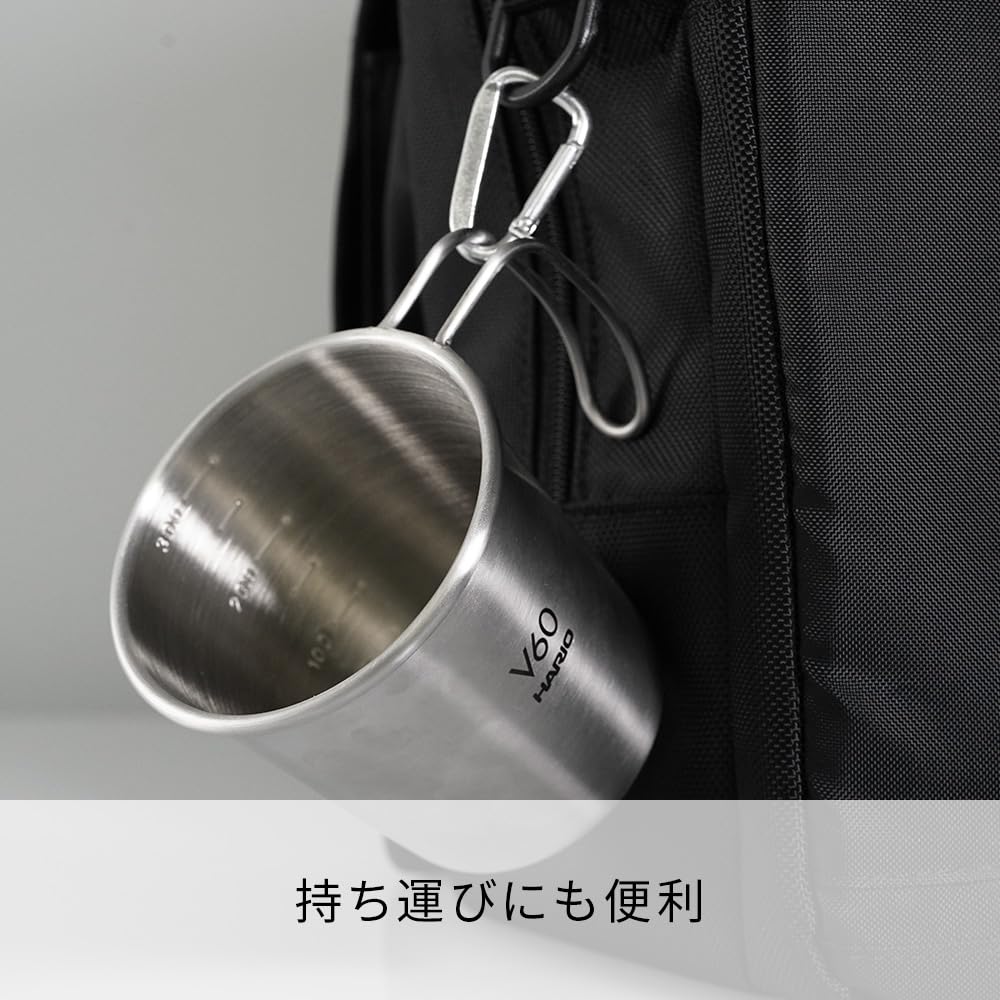 Кружка металлическая штабелируемая HARIO V60 300 мл серебристая O-VSM-30-HSV