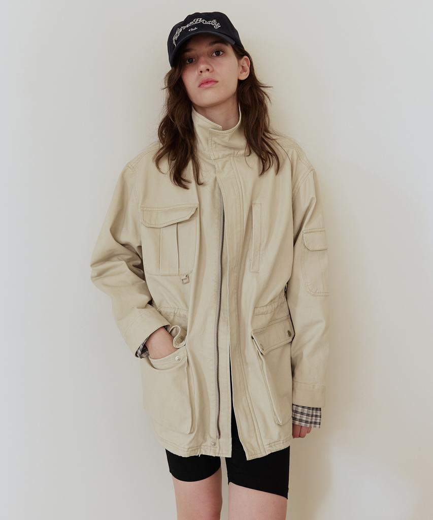 AFTERHOURS Washed Cotton Utility Jacket (Beige)