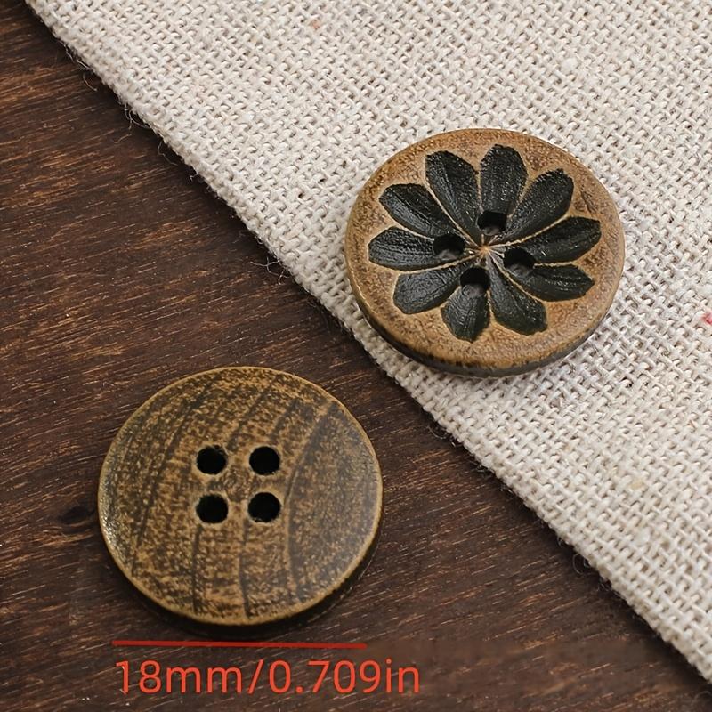 20 шт. 18-миллиметровых темно-коричневых деревянных пуговиц в винтажном стиле с замысловатой резьбой — идеально подходят для поделок на рубашках, кардиганах, свитерах и блейзерах