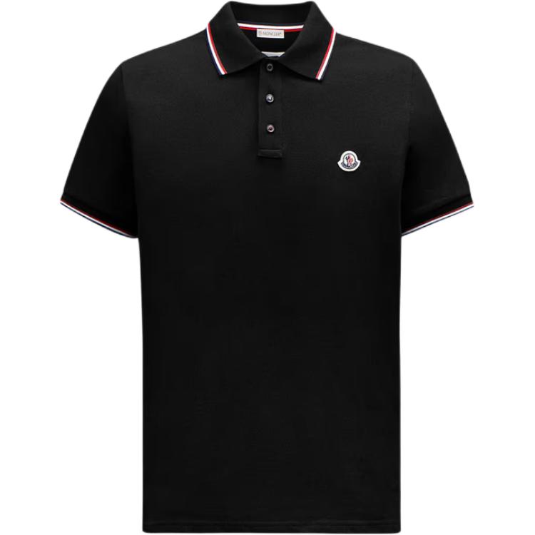 Moncler SS25 Logo Casual Simple Short Sleeve Polo Shirt Men Polo Shirts Black K1-091-8A70300-84556-999