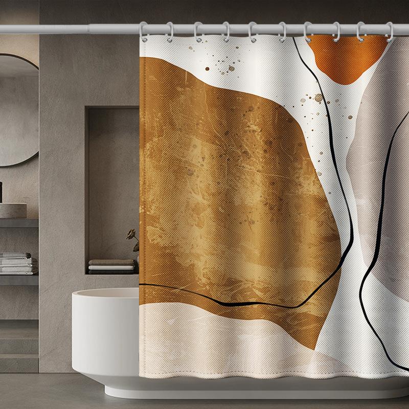 Роскошные современные занавески для душа с геометрическими полосками, шторы для ванной комнаты, набор аксессуаров, занавеска для ванны с крючками, водонепроницаемая