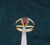 Red Garnet Double Band 22kt Gold Plated Brass Ring For Men Women, Handmade Round Gemstone Gold-Plated Ring Gifts Idea Wedding Anniversary Birthday
