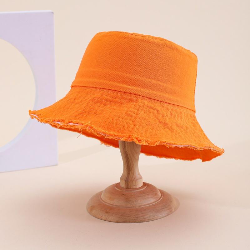 Retro Washed Old Rough Edge Bucket Hat Women's Spring Summer Japanese Versatile Sunshade Solid Color Casual Sun Basin Hat