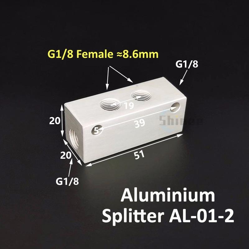 Aluminium Splitter 1/8" 1/2" BSP Internal Thread Port 2 3 4 5 6 7 8 9 10 Way 1/4 Pneumatic Air Manifold Distributor Connector