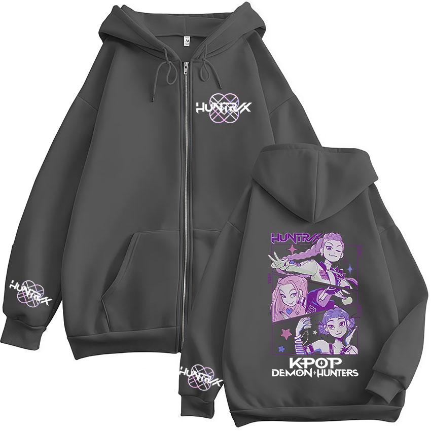Худи на молнии Demon Hunters K-pop Film для мужчин и женщин, Харадзюку, с длинным рукавом, модная оверсайз куртка, толстовка на молнии, уличная одежда