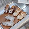 Toddler Girls Leather Shoes Princess Shiny Crystal Kids Flat Shoes Pu Soft Sole Non-slip Children Dance Shoes Wedding 2025 New