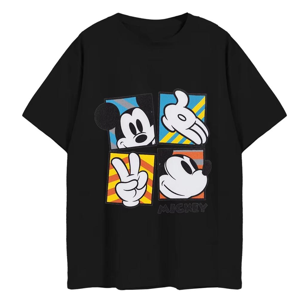 Disney Mickey Cartoon Print Short Sleeve Casual T-Shirt For Men Adult Children's Parent-Child Clothing 100-4XL Men Clothing Tees