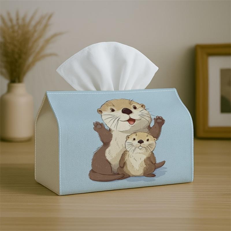 1pc Tissue Box Holder Featuring an Adorable And Playful Otter Design, Made from Durable Polyester, Perfect for Use in The Kitchen, Living Room, Bedroo