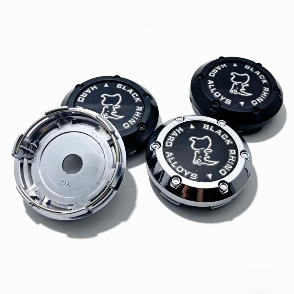 4pcs Black Rhino Logo Emblem Car Wheel Center Caps 66MM Clips 62MM Wheels Hub Cap Rim Hubcaps Dust Cover Replace Car Accessories