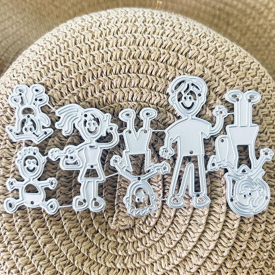 Family with Dog Metal Cutting Dies for Scrapbooking Photo Album Decoration DIY Cards Making Craft Dies Cut